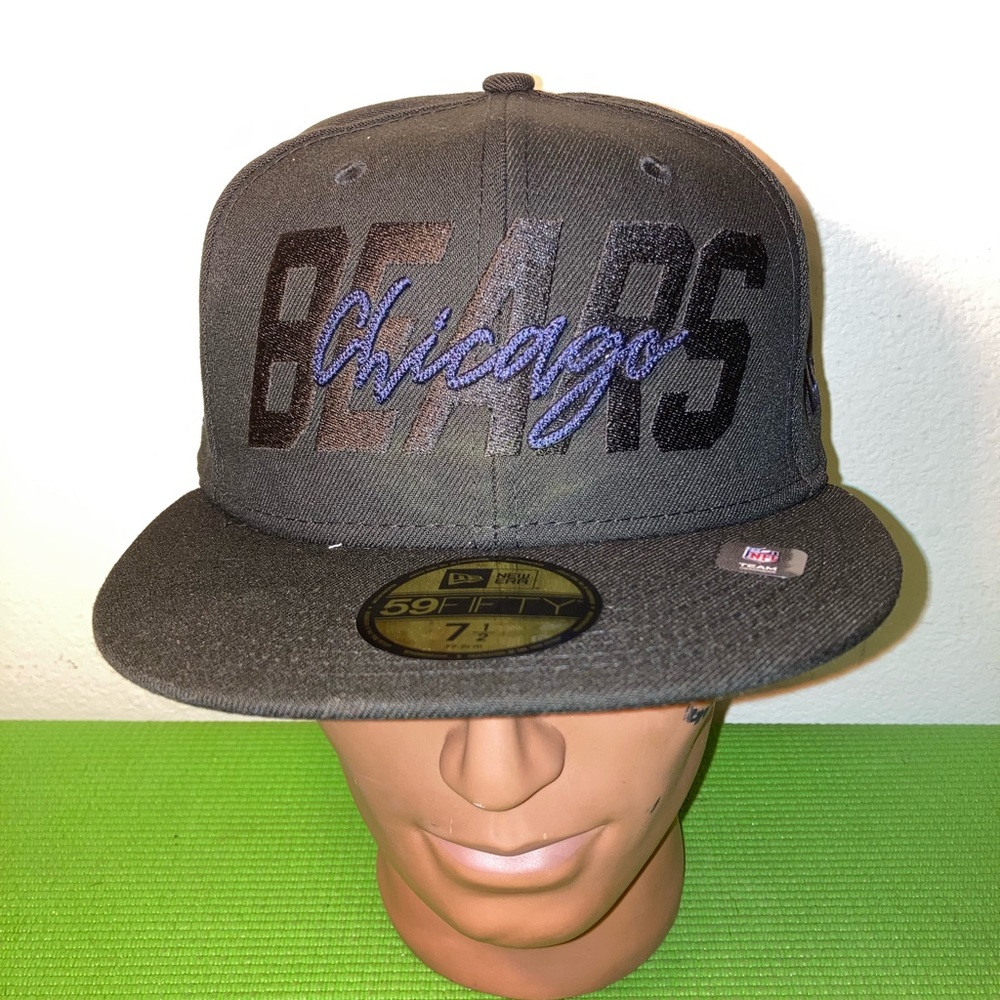Men's Chicago Bears New Era Black 2022 NFL Draft 59FIFTY Fitted Hat size 7 1/2